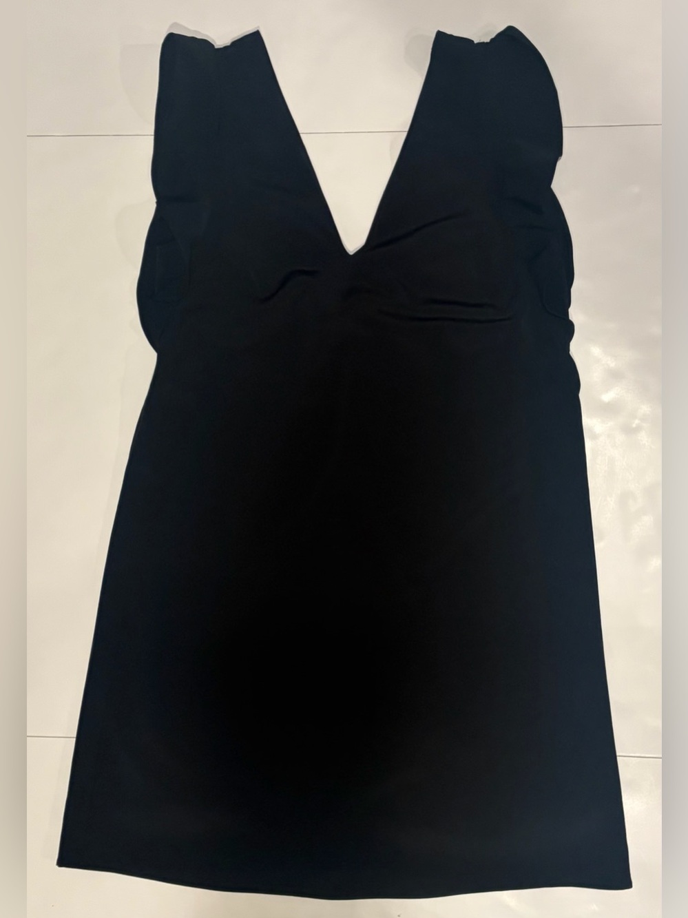 NWT Express Black V-Neck Ruched Sleeveless A-Line Mini Dress Size XS